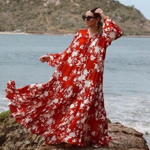 JOHANNA ORTIZ x H&M Collab Floral Maxi Caftan Dress Sz M